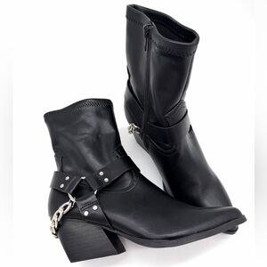 Dolce Vita Black Heeled Boots with Chain Detail
